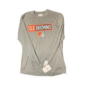 NWT Cleveland Browns NFL Apparel Size L Men's Long Sleeve Gray Tshirt 100% Poly